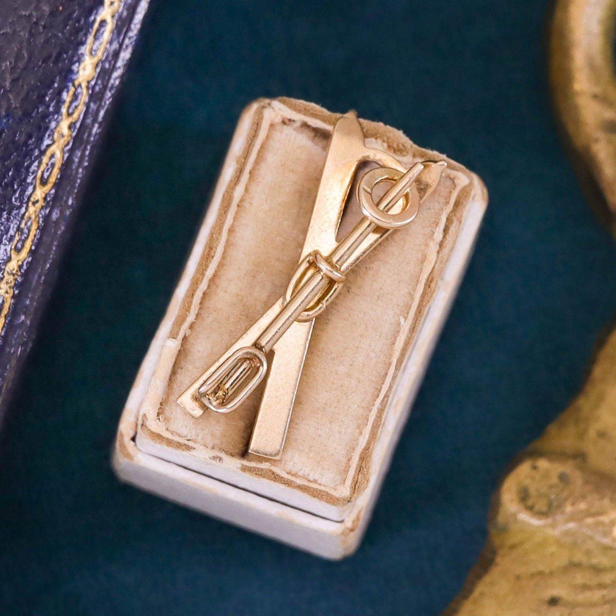 Vintage Skis Charm of 14k Gold - Trademark Antiques