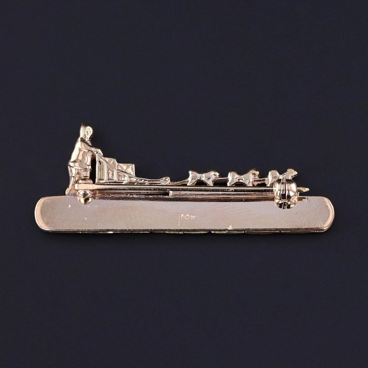 Vintage Sled Dog Brooch of 14k &amp; 18k Gold - Trademark Antiques