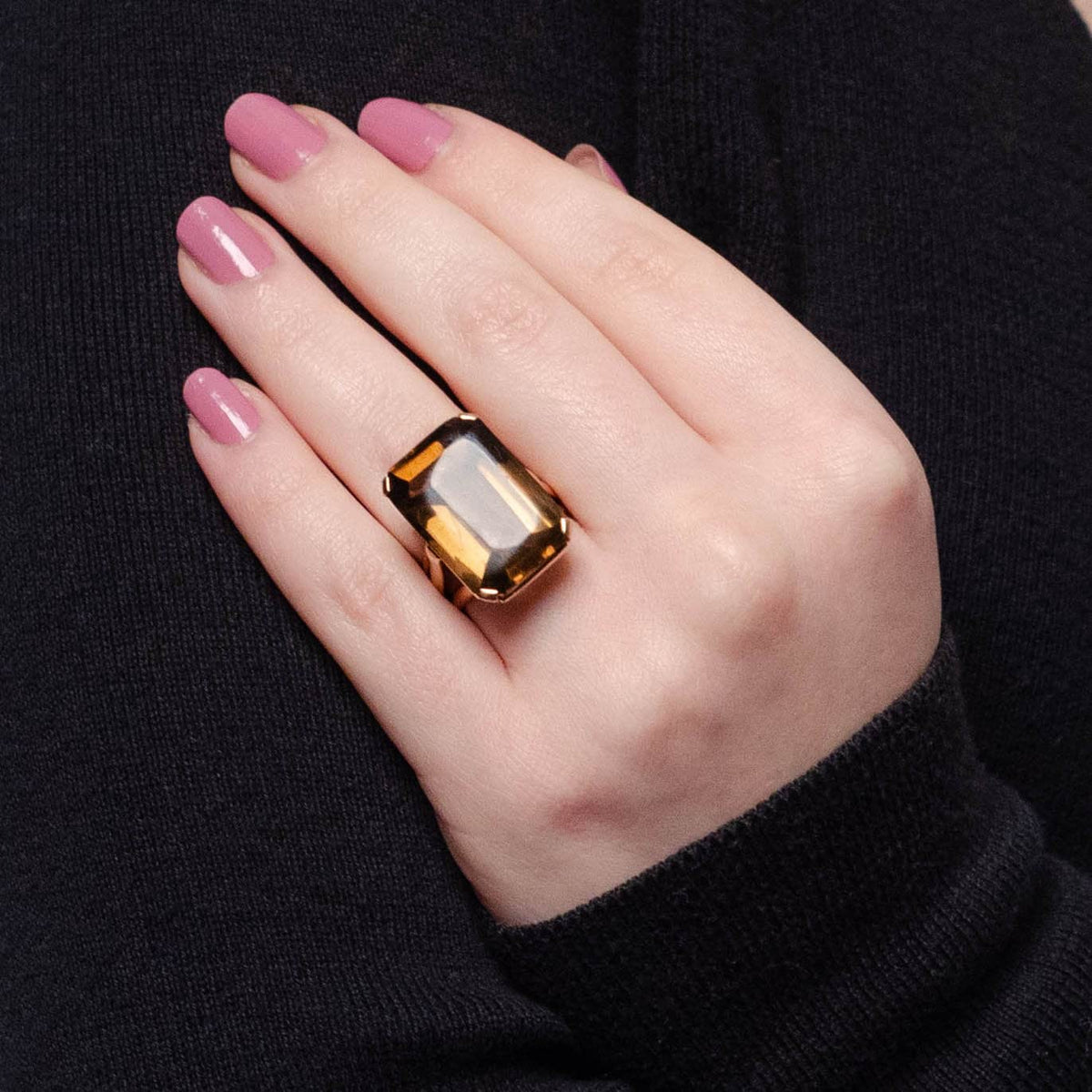 Vintage Smokey Quartz Ring of 14k Gold - Trademark Antiques