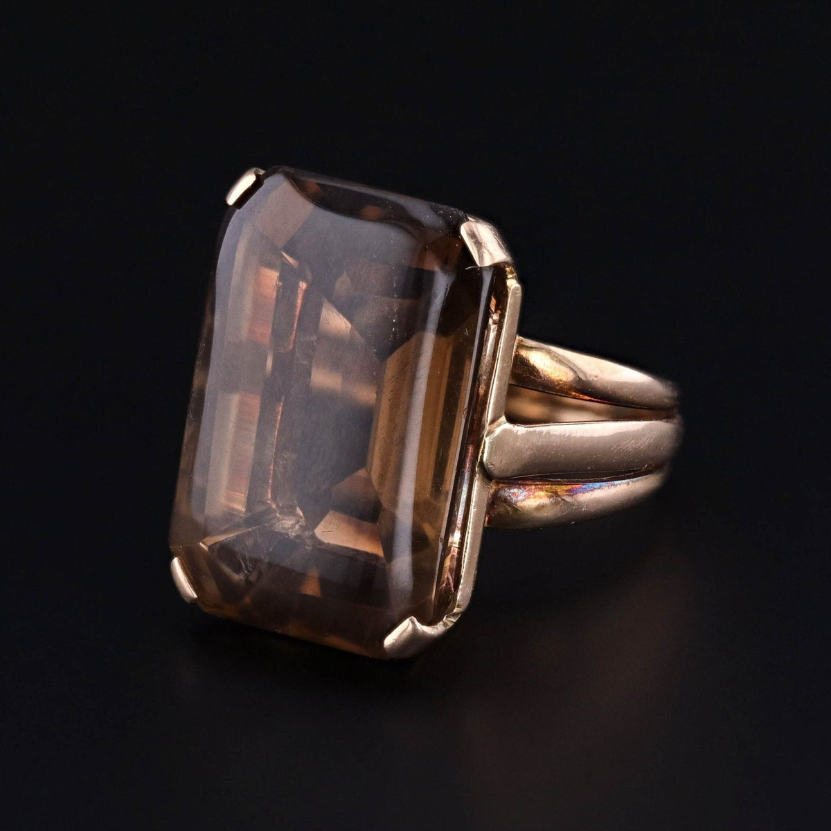 Vintage Smokey Quartz Ring of 14k Gold - Trademark Antiques