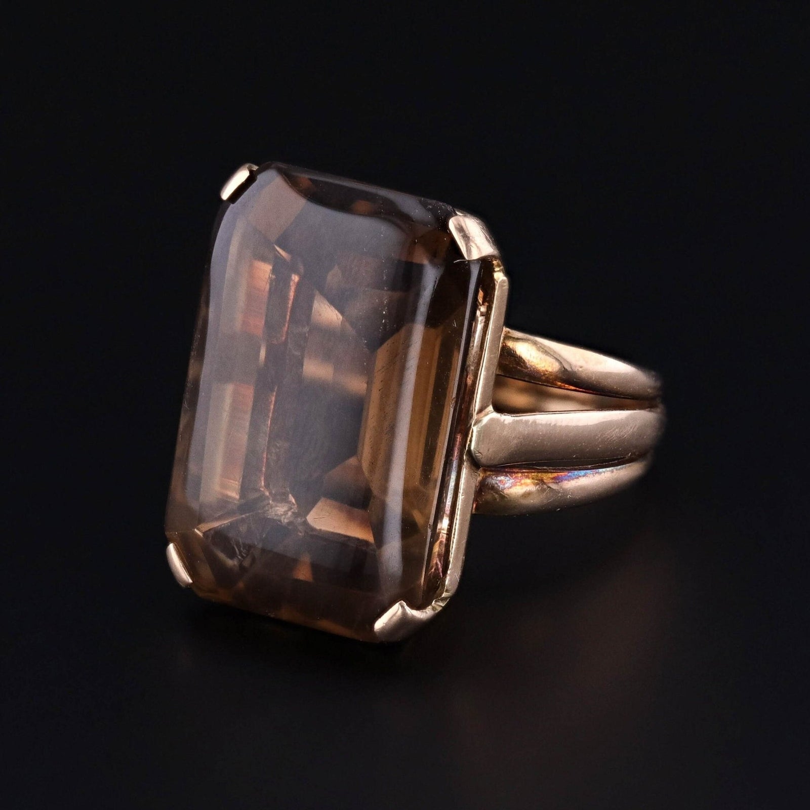 Vintage Smokey Quartz Ring of 14k Gold - Trademark Antiques