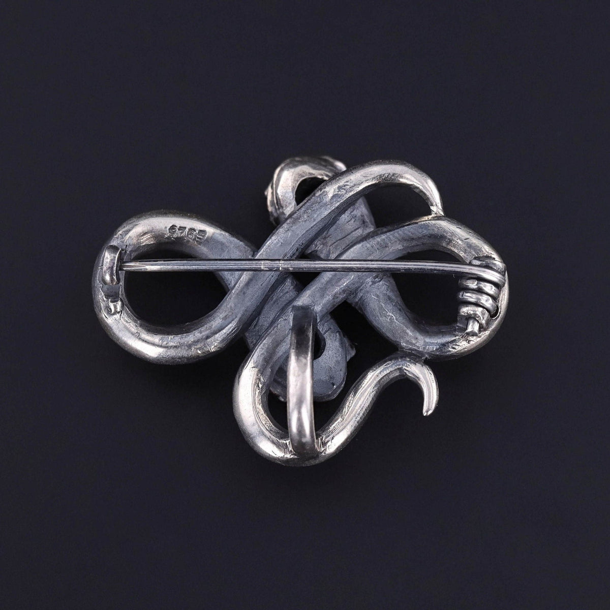 Vintage Snake Brooch of Sterling Silver - Trademark Antiques