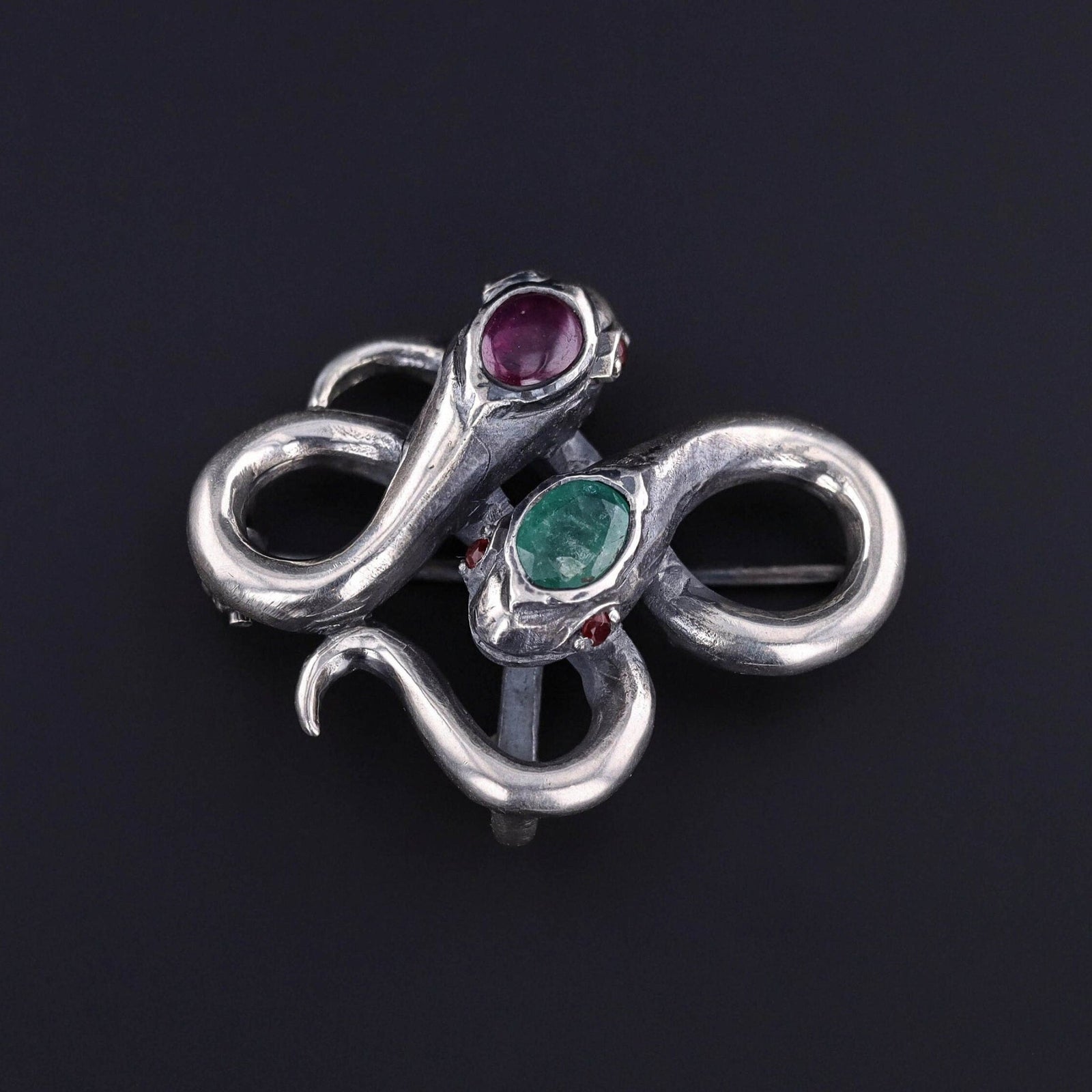 Vintage Snake Brooch of Sterling Silver - Trademark Antiques