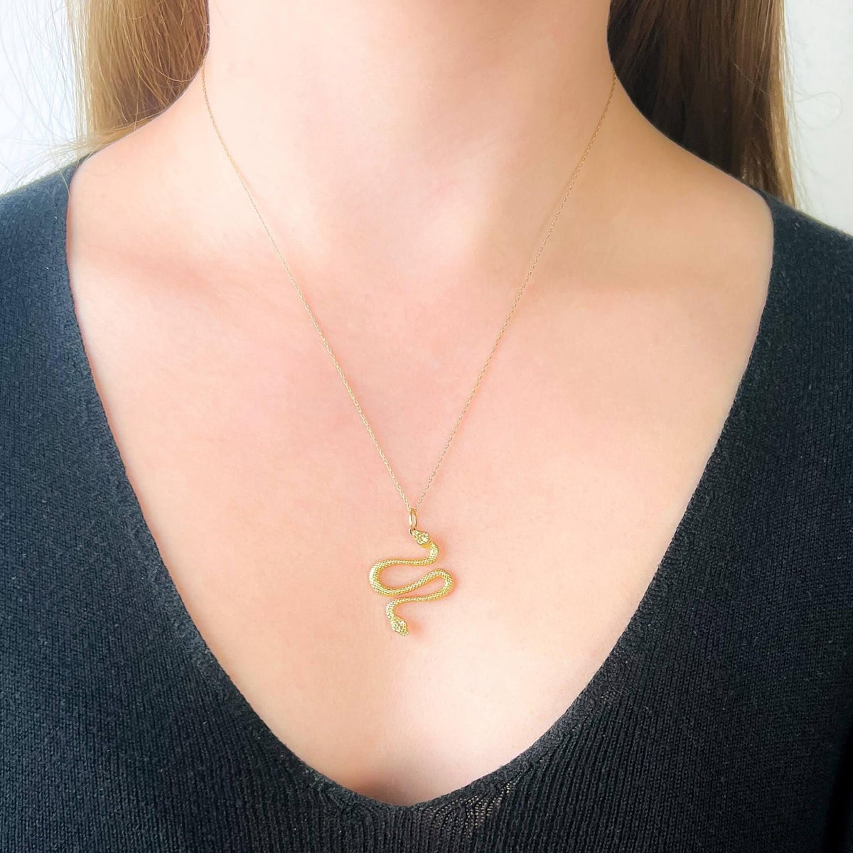 Vintage Snake Pendant of 14k Gold - Trademark Antiques