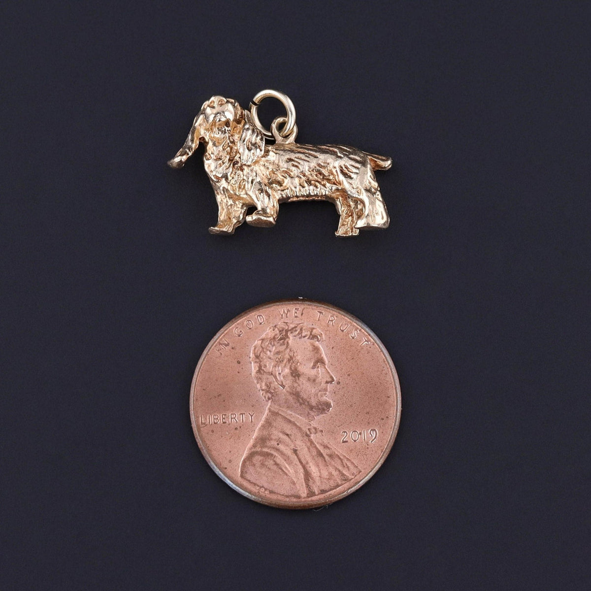 Vintage Spaniel Dog Charm of 14k Gold - Trademark Antiques