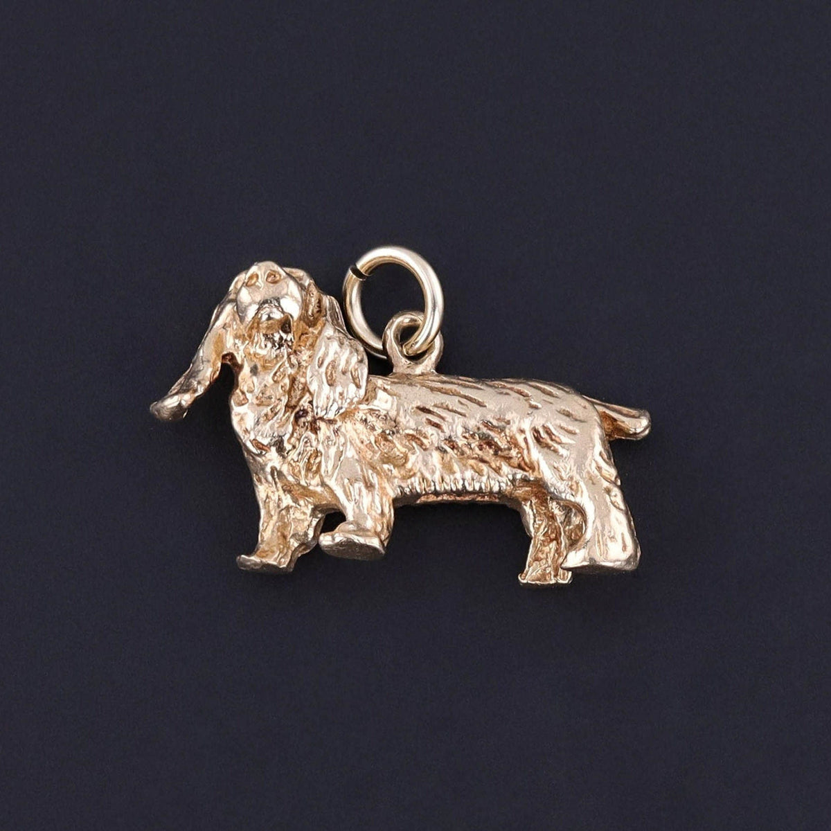 Vintage Spaniel Dog Charm of 14k Gold - Trademark Antiques