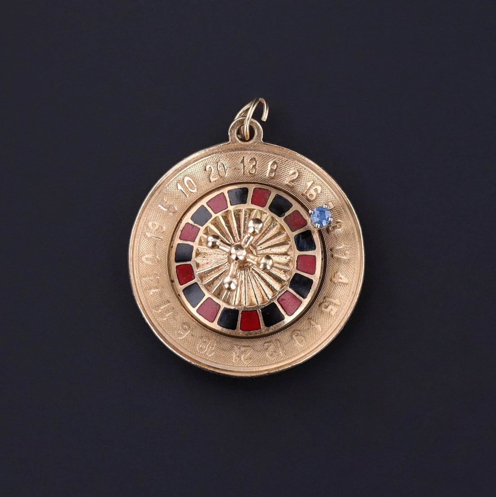 Vintage Spinning Roulette Wheel Pendant of 14k Gold - Trademark Antiques
