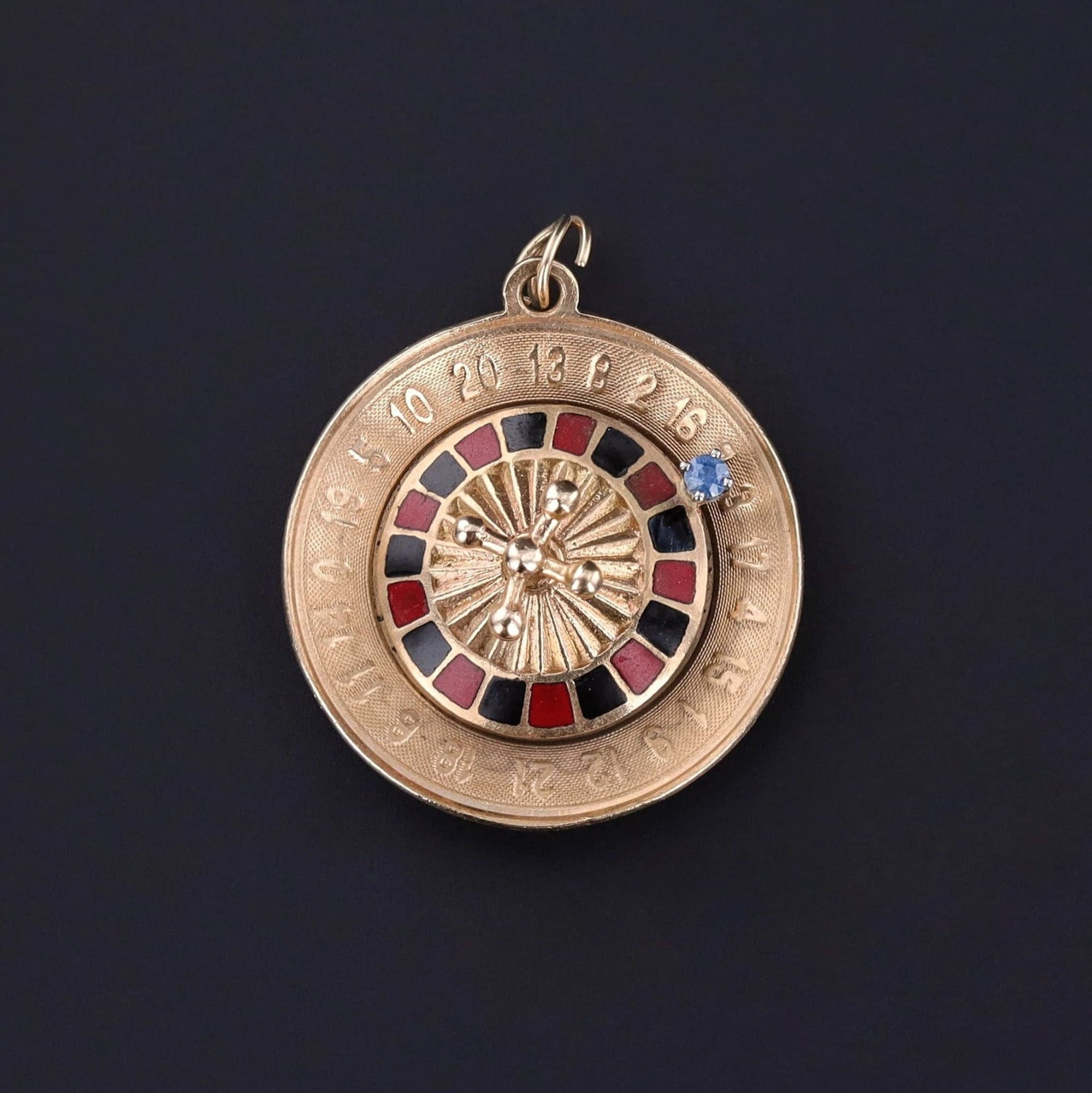 Vintage Spinning Roulette Wheel Pendant of 14k Gold - Trademark Antiques