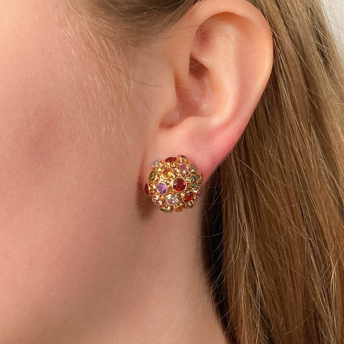 Vintage Sputnik Clip - on Earrings of 18k Gold - Trademark Antiques