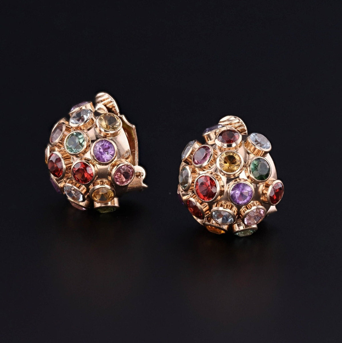 Vintage Sputnik Clip - on Earrings of 18k Gold - Trademark Antiques