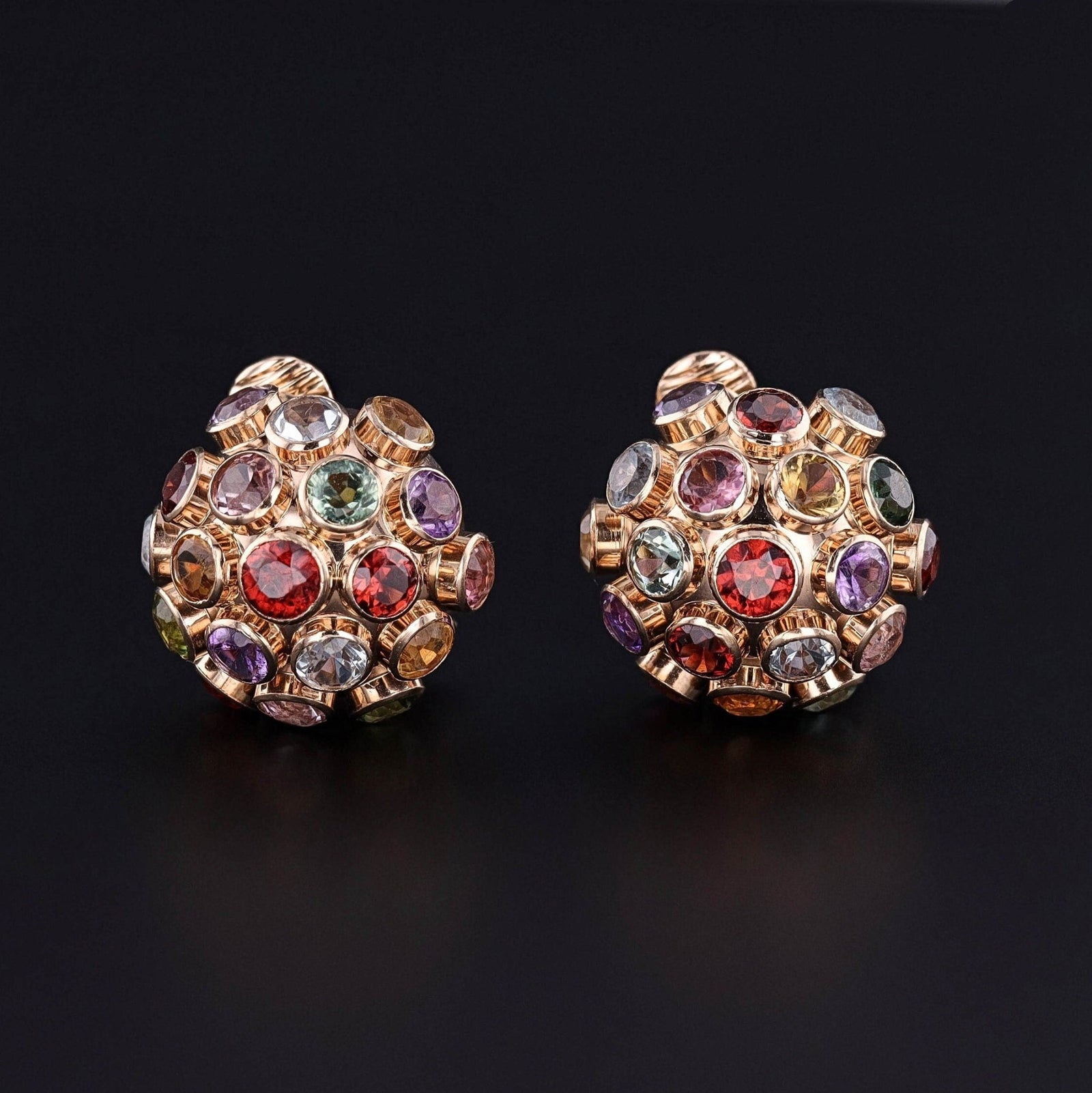 Vintage Sputnik Clip - on Earrings of 18k Gold - Trademark Antiques