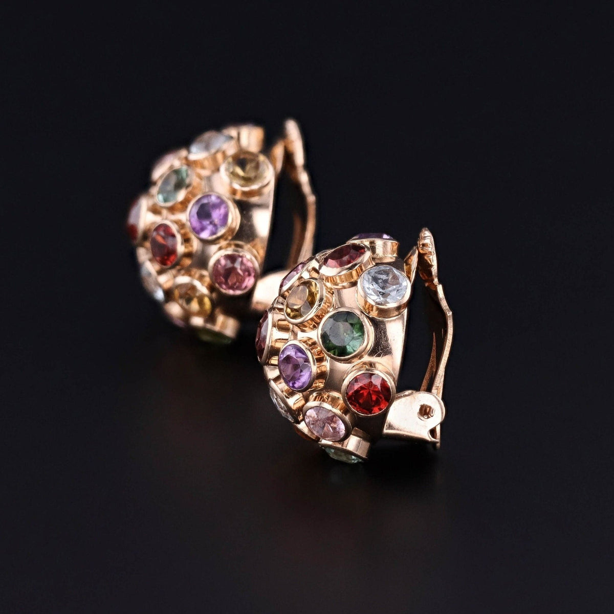 Vintage Sputnik Clip - on Earrings of 18k Gold - Trademark Antiques