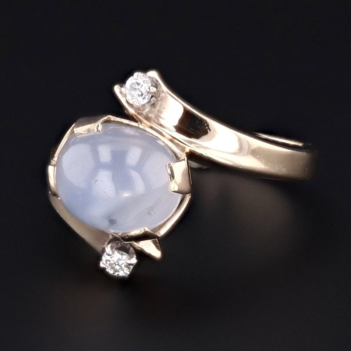 Vintage Star Sapphire and Diamond Ring of 14k Gold - Trademark Antiques