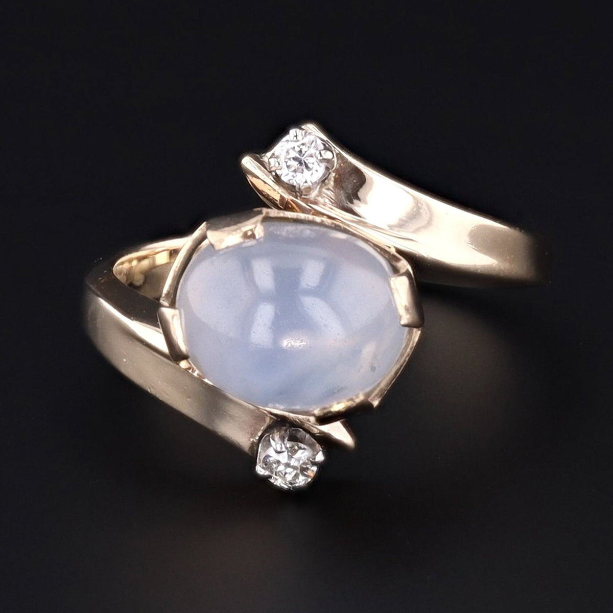 Vintage Star Sapphire and Diamond Ring of 14k Gold - Trademark Antiques
