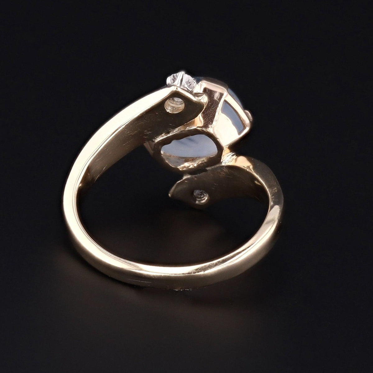 Vintage Star Sapphire and Diamond Ring of 14k Gold - Trademark Antiques