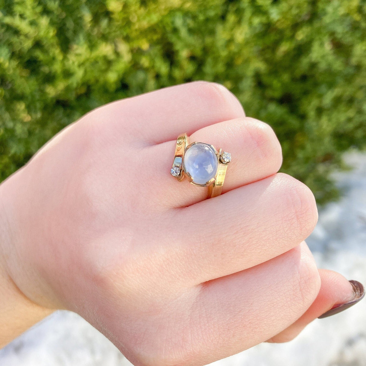 Vintage Star Sapphire and Diamond Ring of 14k Gold - Trademark Antiques