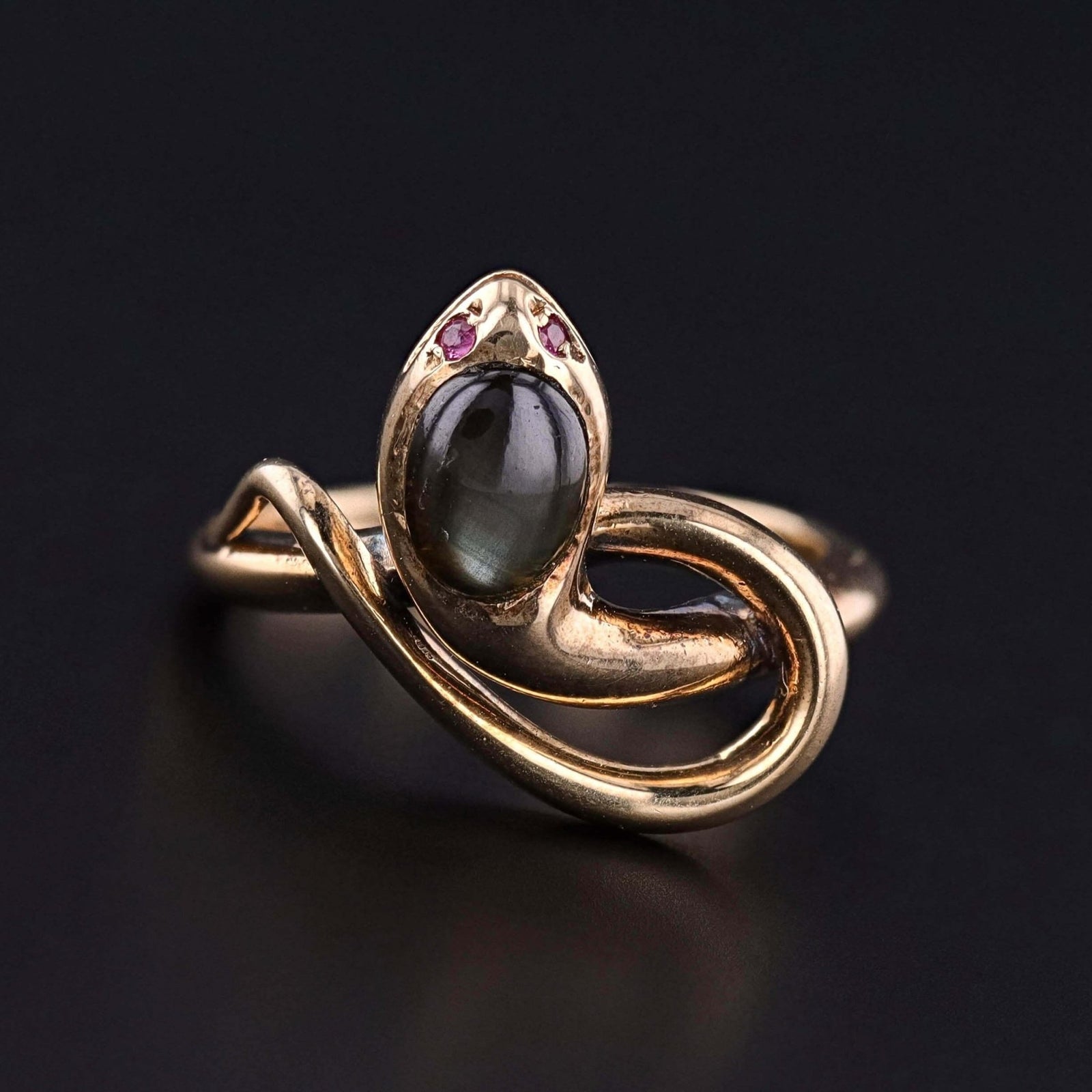 Vintage Star Sapphire Snake Ring of 9ct Gold - Trademark Antiques