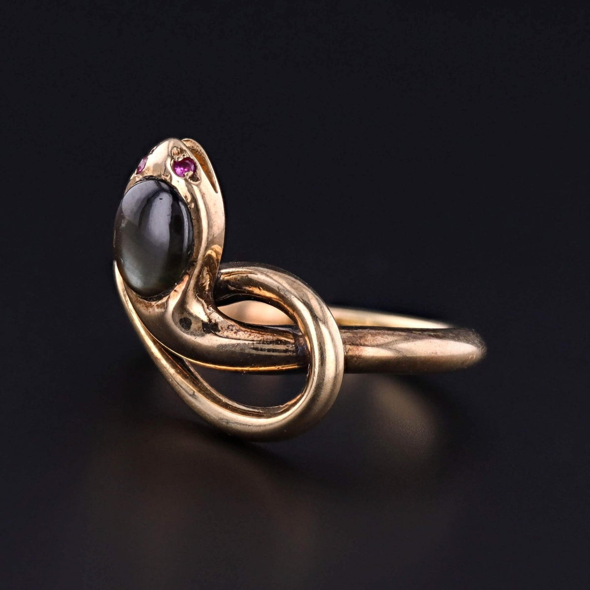 Vintage Star Sapphire Snake Ring of 9ct Gold - Trademark Antiques