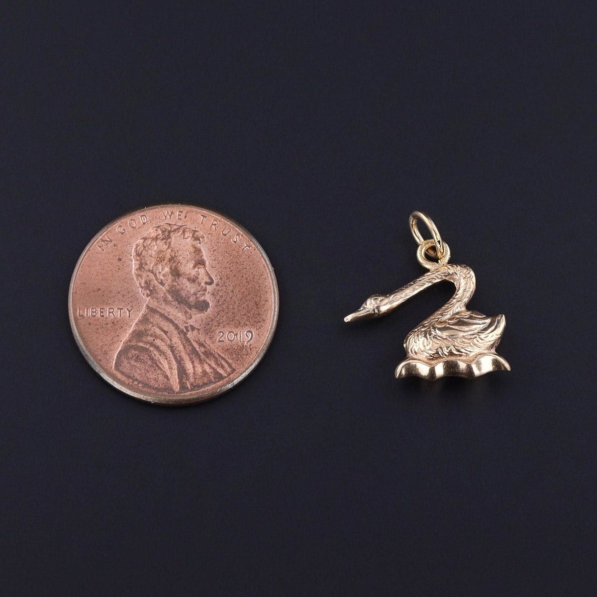 Vintage Swan Charm of 18k Gold - Trademark Antiques