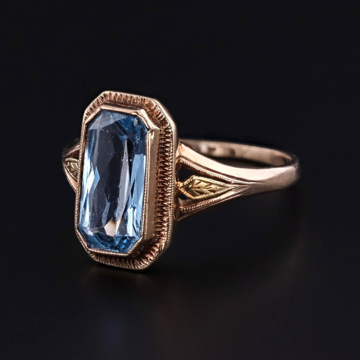 Vintage Synthetic Blue Spinel Ring of 10k Gold - Trademark Antiques