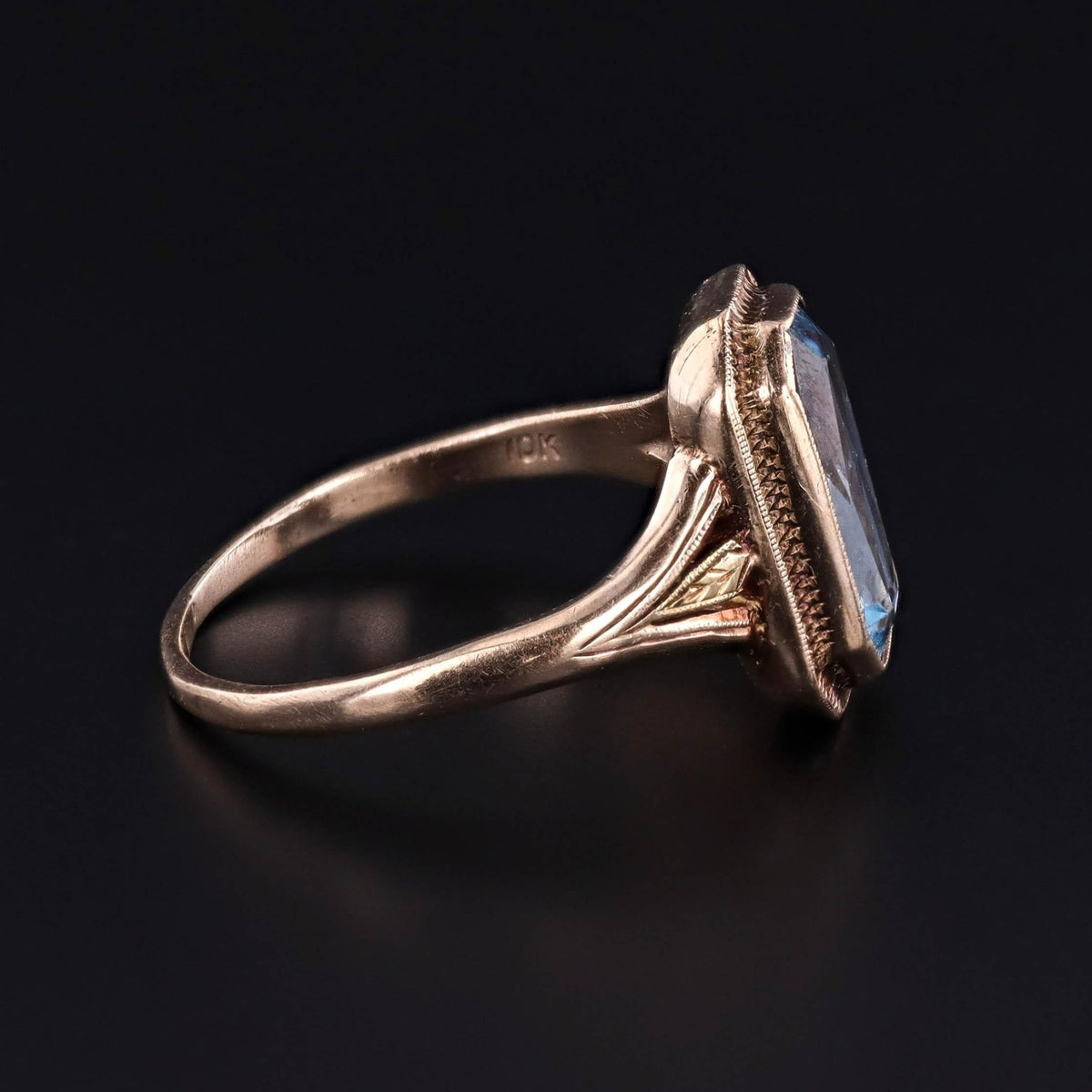 Vintage Synthetic Blue Spinel Ring of 10k Gold - Trademark Antiques