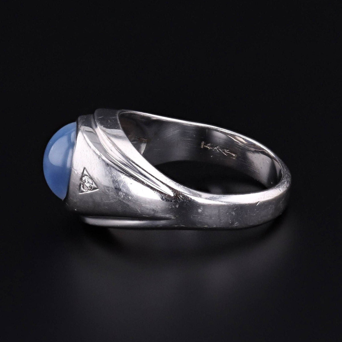 Vintage Synthetic Star Sapphire Ring of 14k White Gold - Trademark Antiques