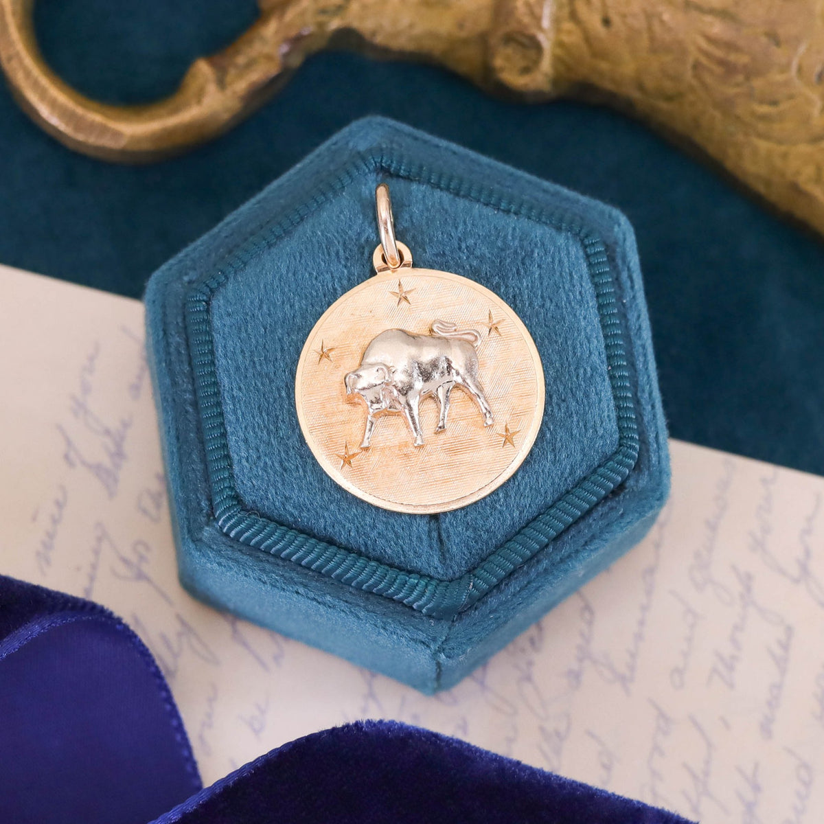 Vintage Taurus Charm of 14k Gold - Trademark Antiques