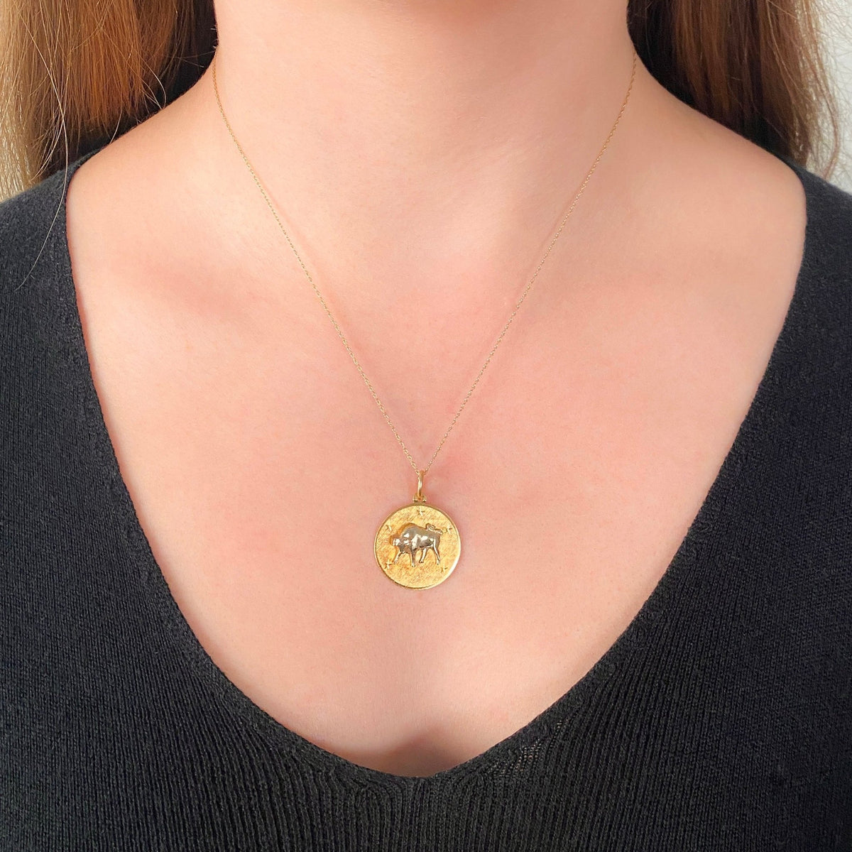 Vintage Taurus Charm of 14k Gold - Trademark Antiques