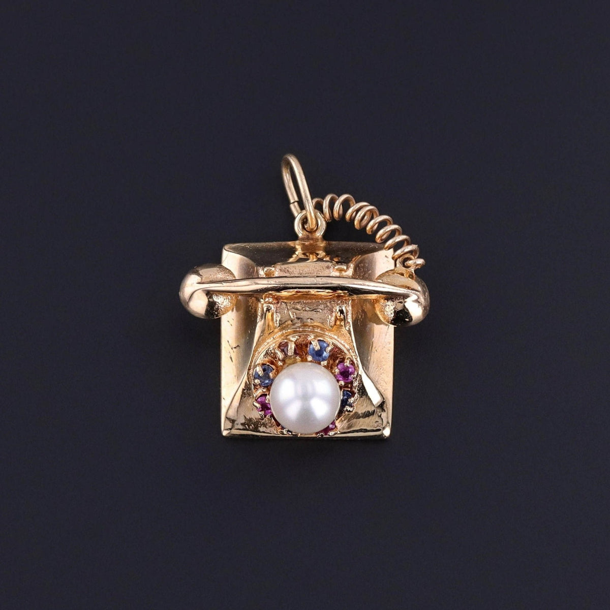 Vintage Telephone Charm of 14k Gold - Trademark Antiques