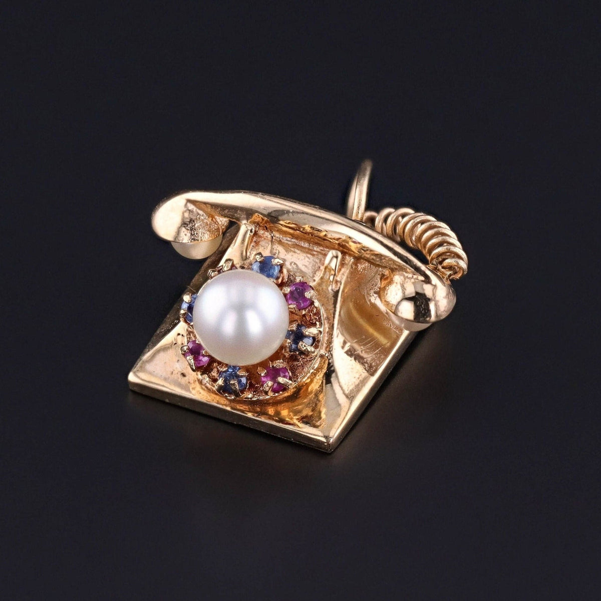 Vintage Telephone Charm of 14k Gold - Trademark Antiques