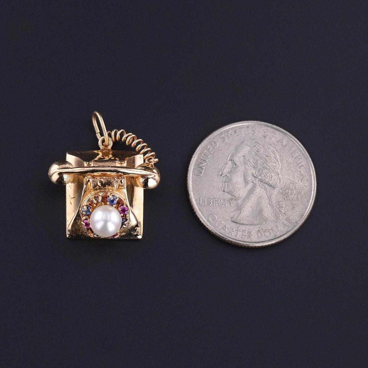 Vintage Telephone Charm of 14k Gold - Trademark Antiques