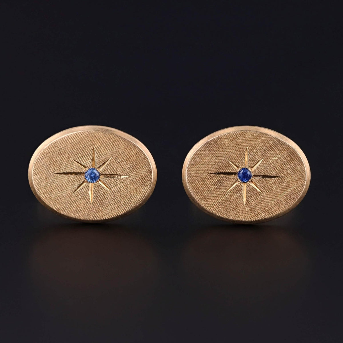 Vintage Tiffany &amp; Co Cufflinks of 14k Gold with Sapphires - Trademark Antiques