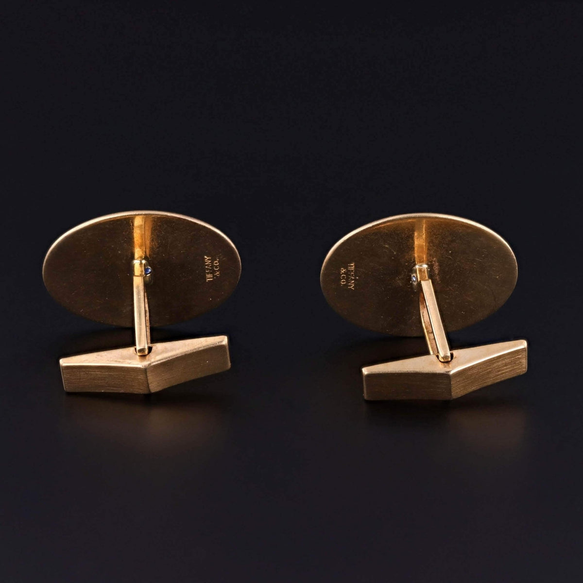 Vintage Tiffany &amp; Co Cufflinks of 14k Gold with Sapphires - Trademark Antiques