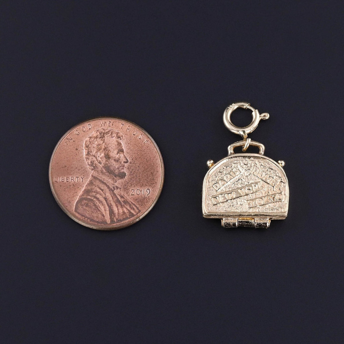 Vintage Travel Suitcase Charm of 14k Gold - Trademark Antiques