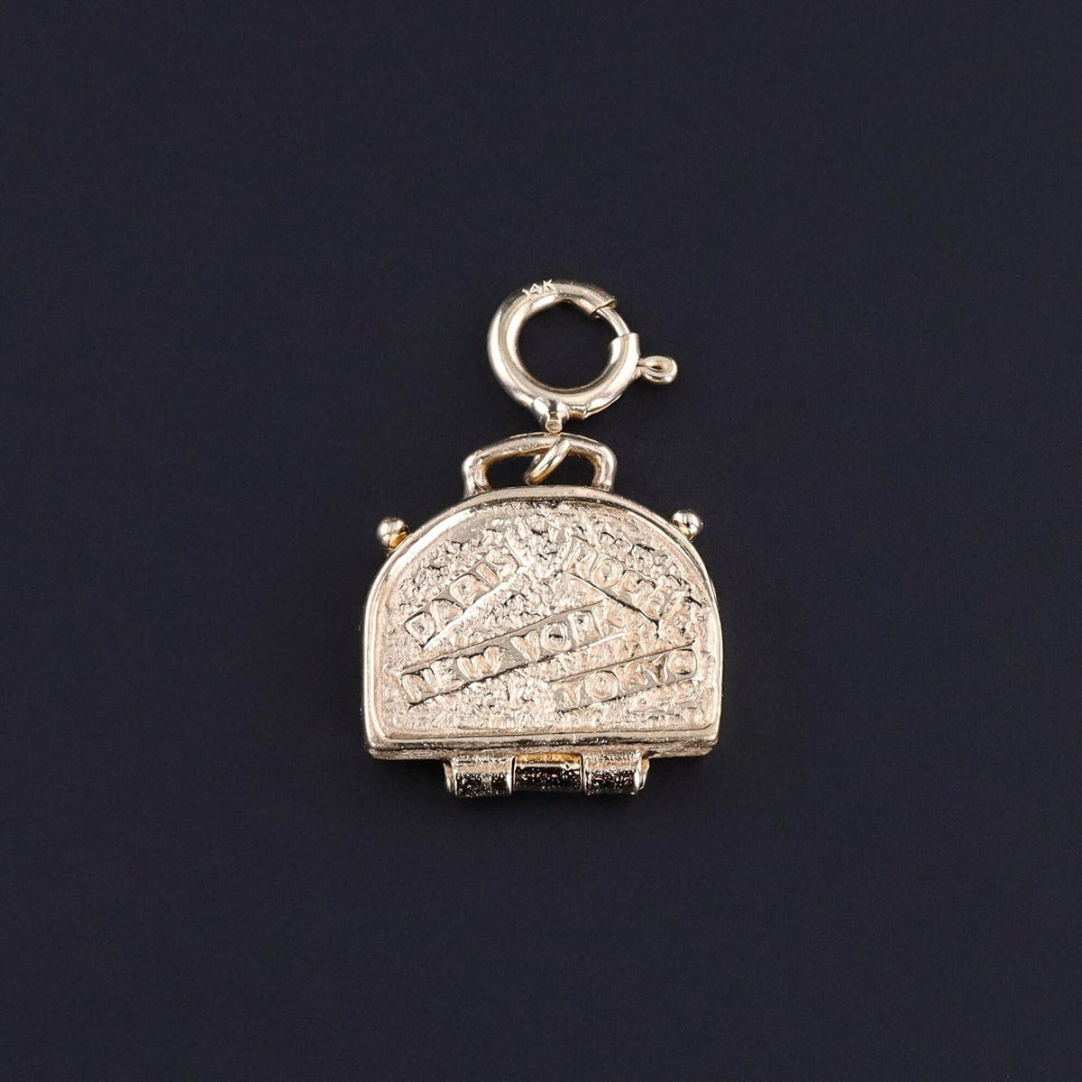 Vintage Travel Suitcase Charm of 14k Gold - Trademark Antiques