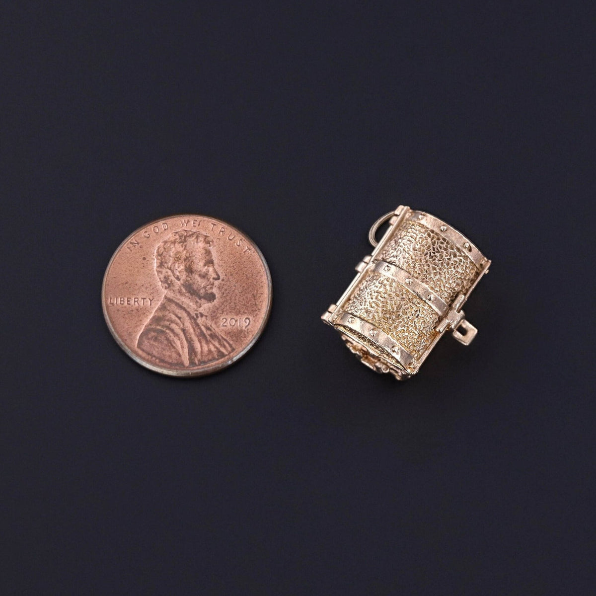 Vintage Treasure Chest Charm of 9ct Gold - Trademark Antiques