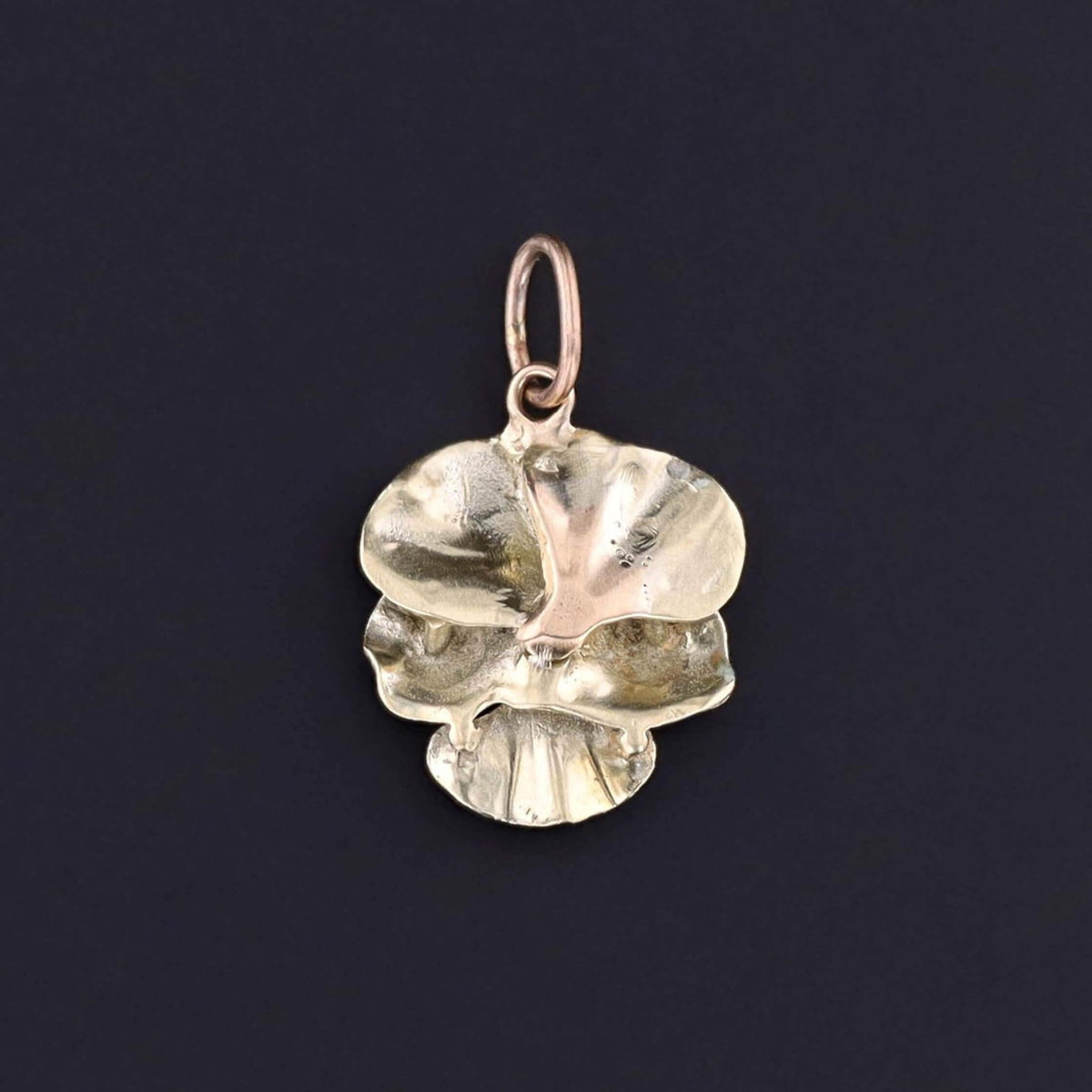 Vintage Turquoise Enamel Pansy Charm of 14k Gold - Trademark Antiques