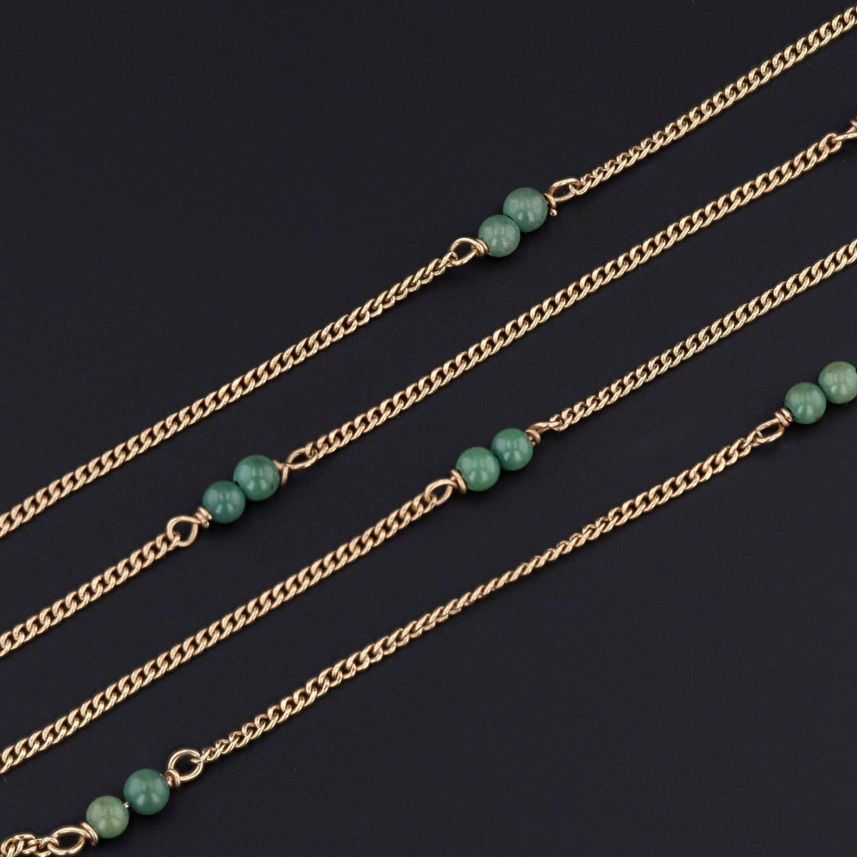 Vintage Turquoise Necklace Chain of 14k Gold - Trademark Antiques