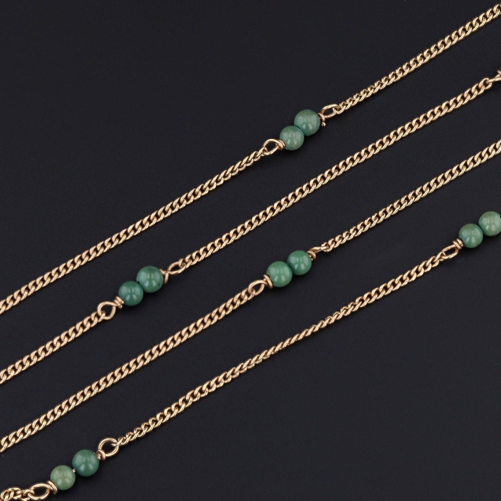 Vintage Turquoise Necklace Chain of 14k Gold - Trademark Antiques
