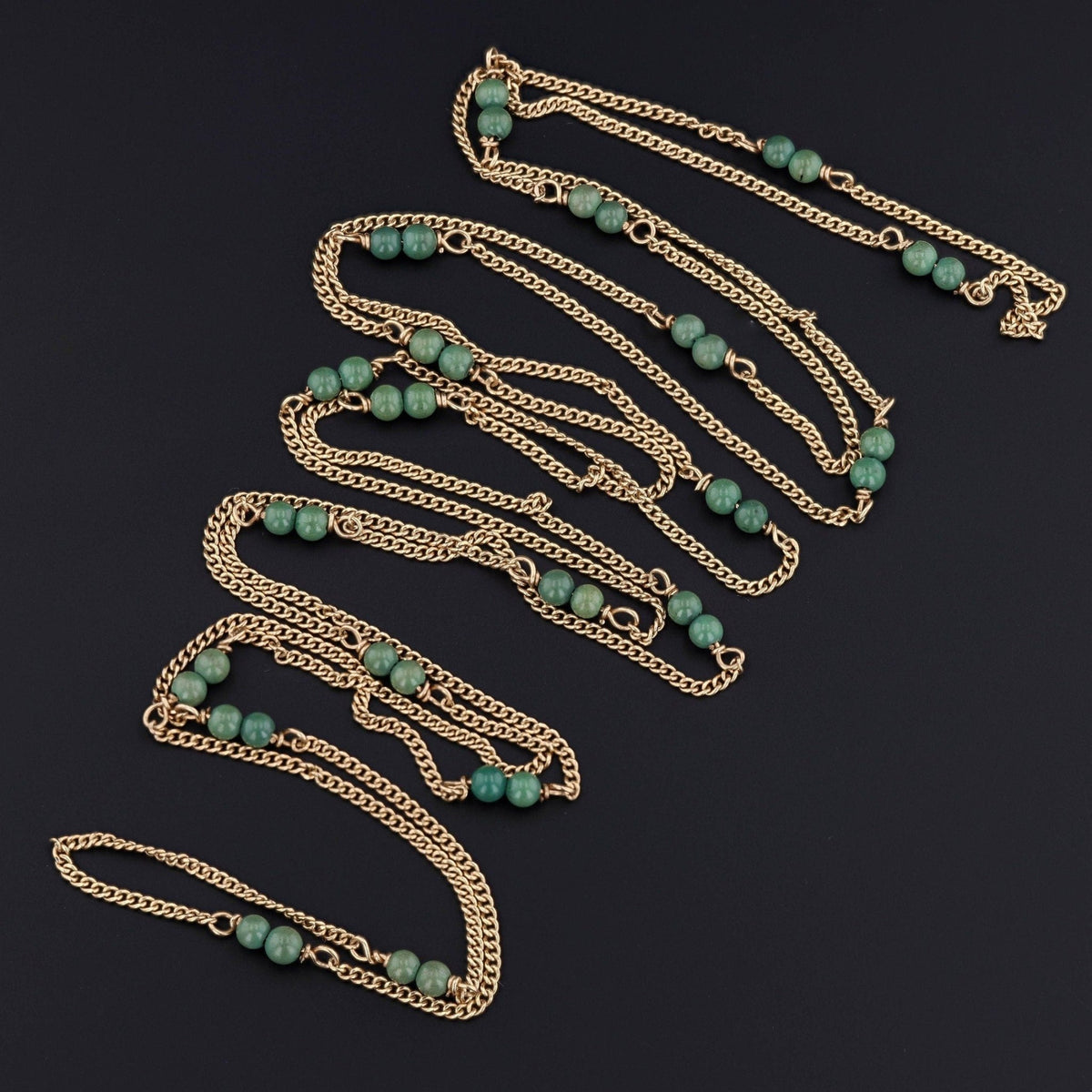 Vintage Turquoise Necklace Chain of 14k Gold - Trademark Antiques