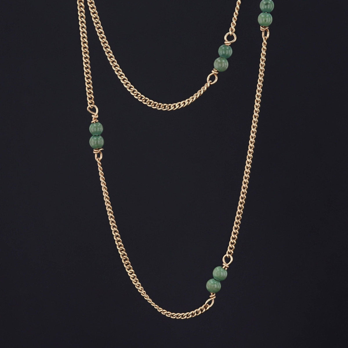 Vintage Turquoise Necklace Chain of 14k Gold - Trademark Antiques