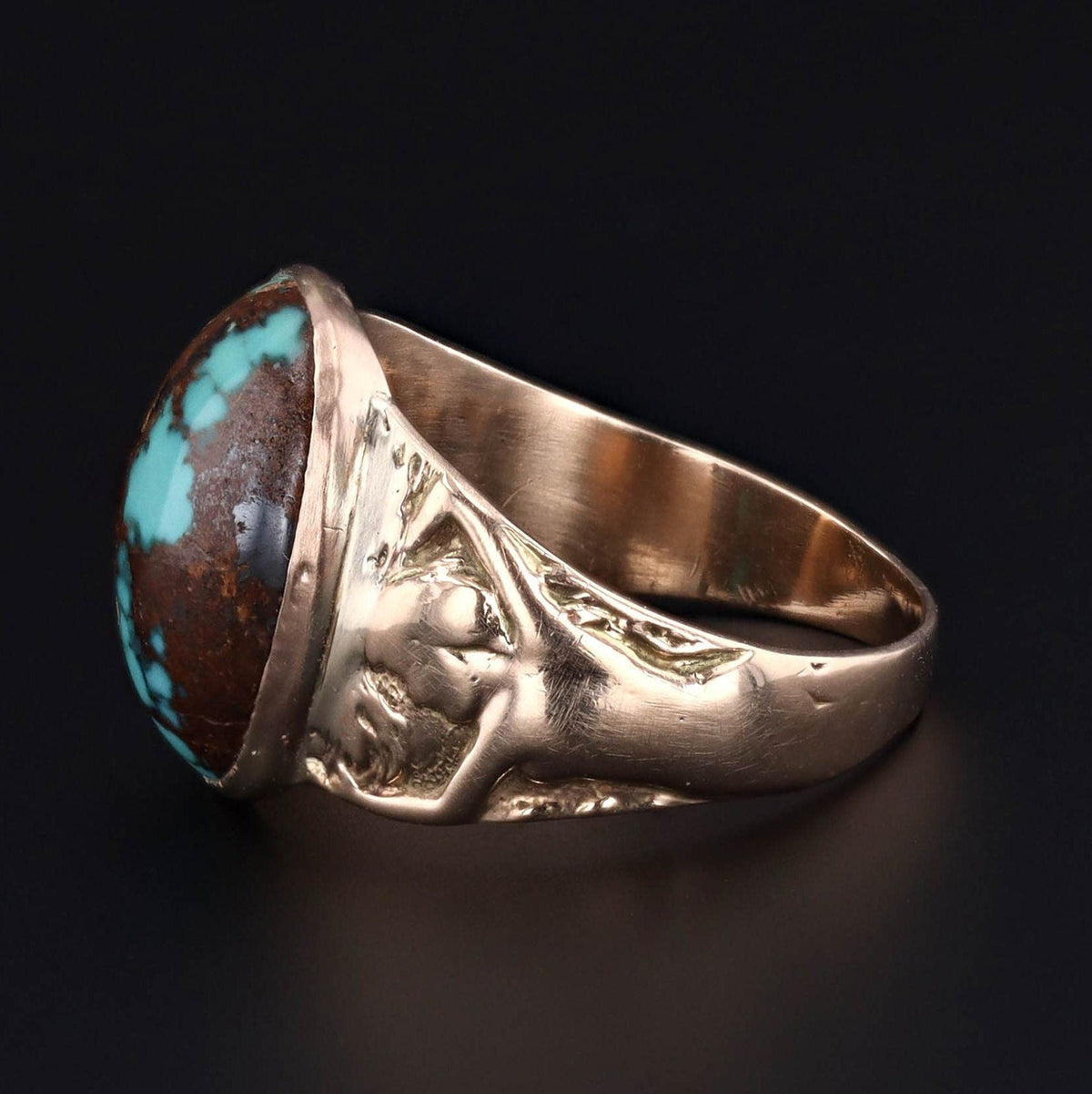 Vintage Turquoise Woman Ring of 10k Gold - Trademark Antiques