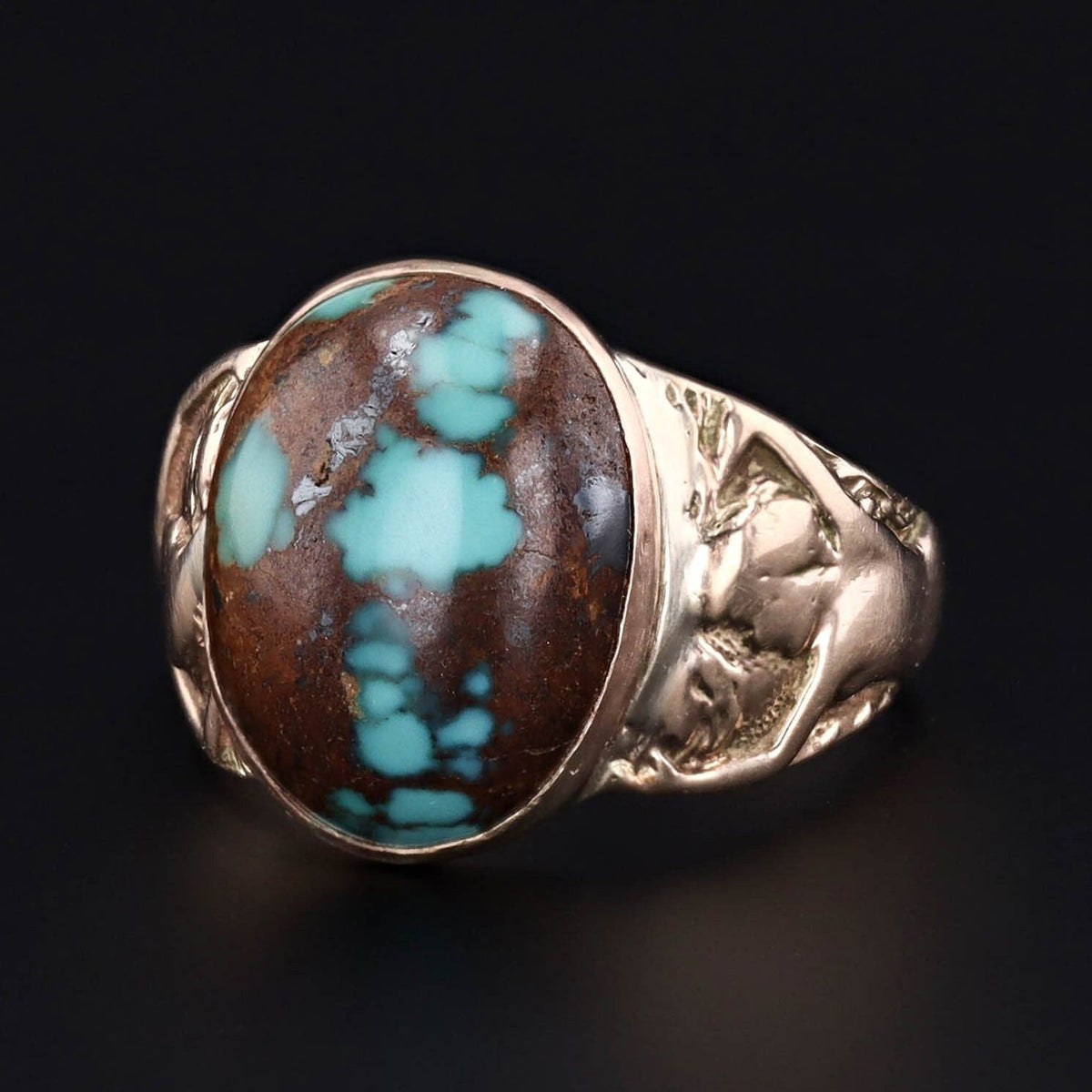 Vintage Turquoise Woman Ring of 10k Gold - Trademark Antiques