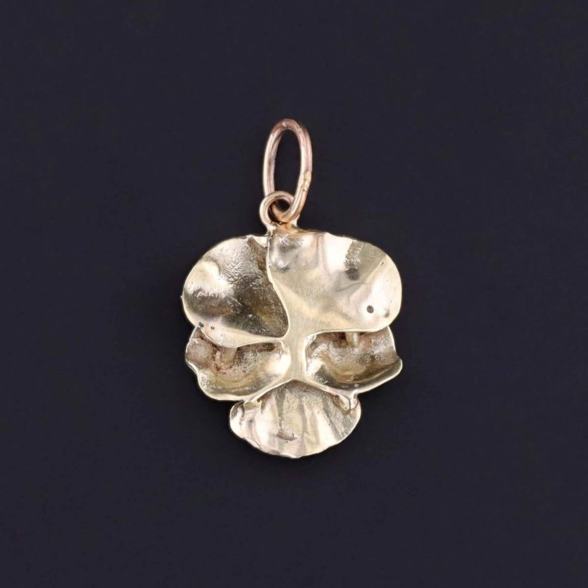 Vintage Two - Toned Enamel Pansy Charm of 14k Gold - Trademark Antiques