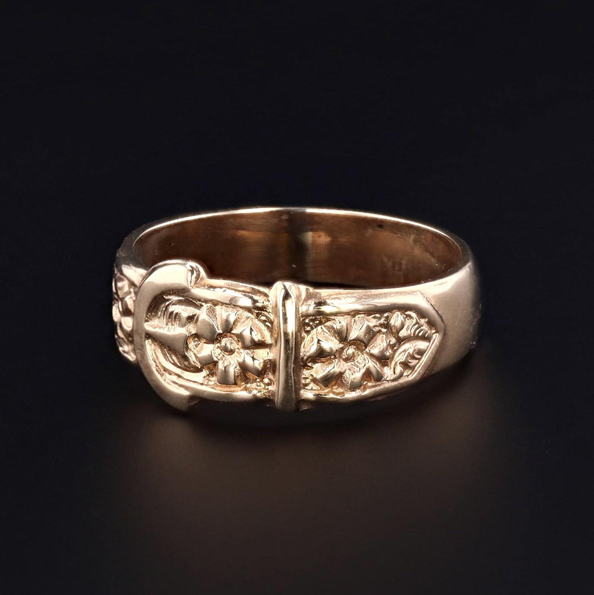 Vintage Unisex Buckle Ring of 9ct Gold - Trademark Antiques