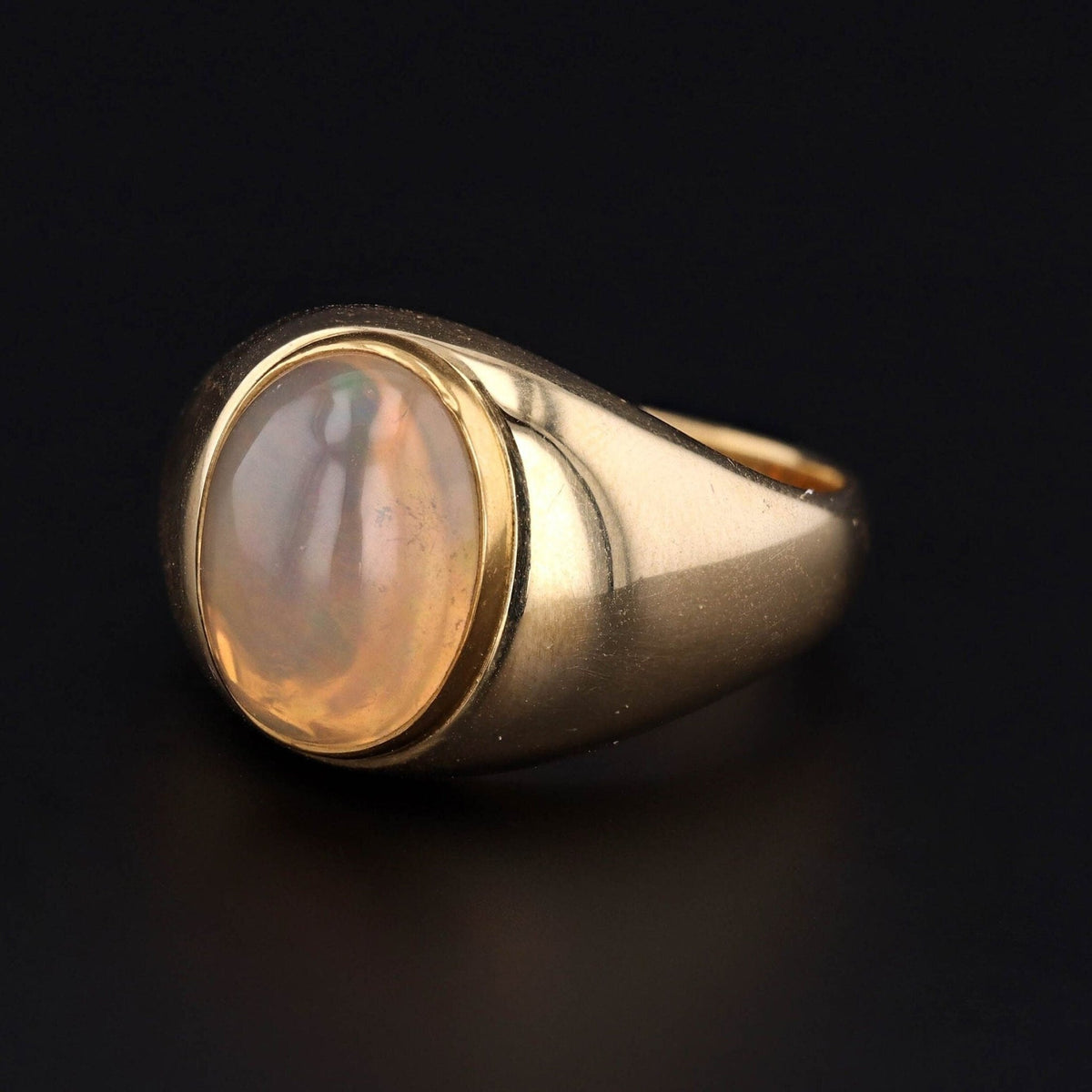 Vintage Unisex Crystal Opal Ring of 14k Gold - Trademark Antiques