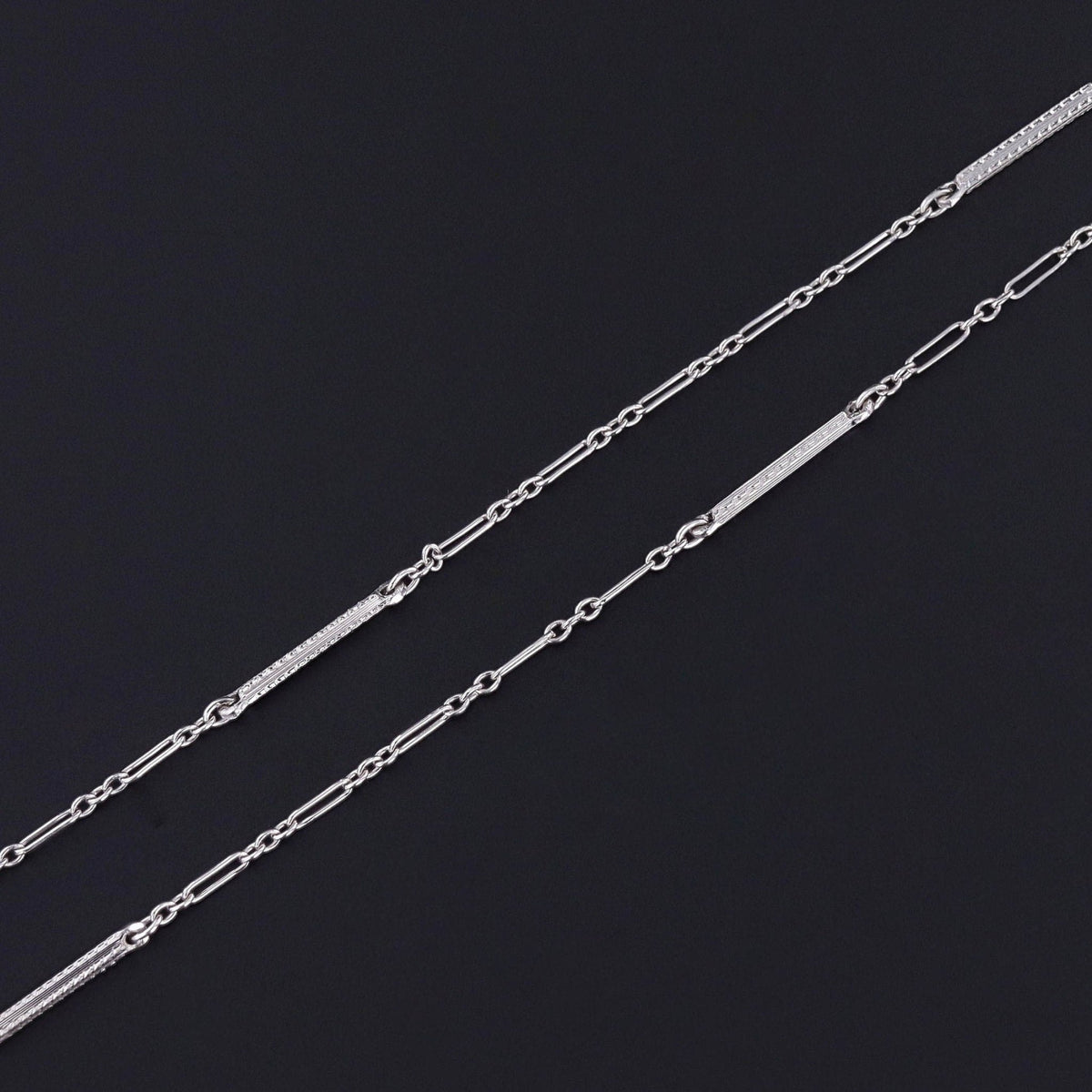 Vintage Watch Chain Necklace of 14k White Gold - Trademark Antiques