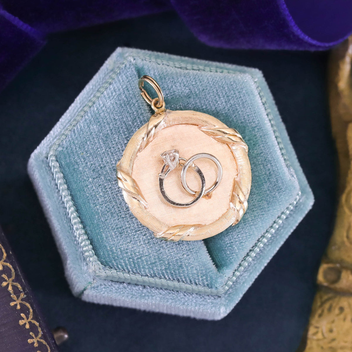 Vintage Wedding Ring Pendant of 14k Gold - Trademark Antiques