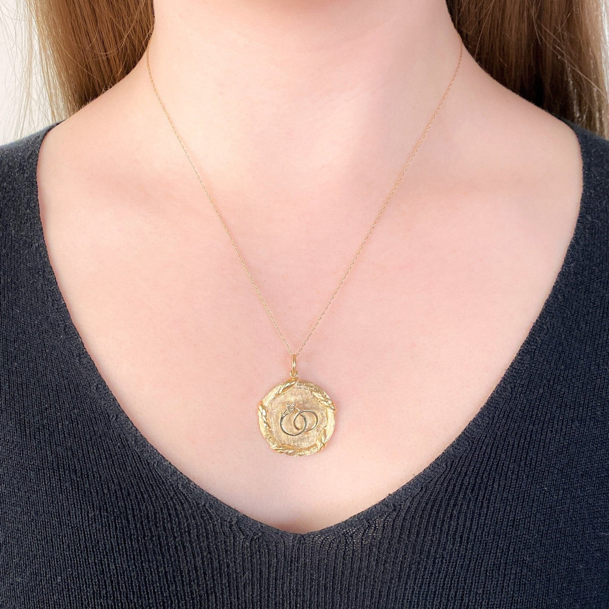 Vintage Wedding Ring Pendant of 14k Gold - Trademark Antiques