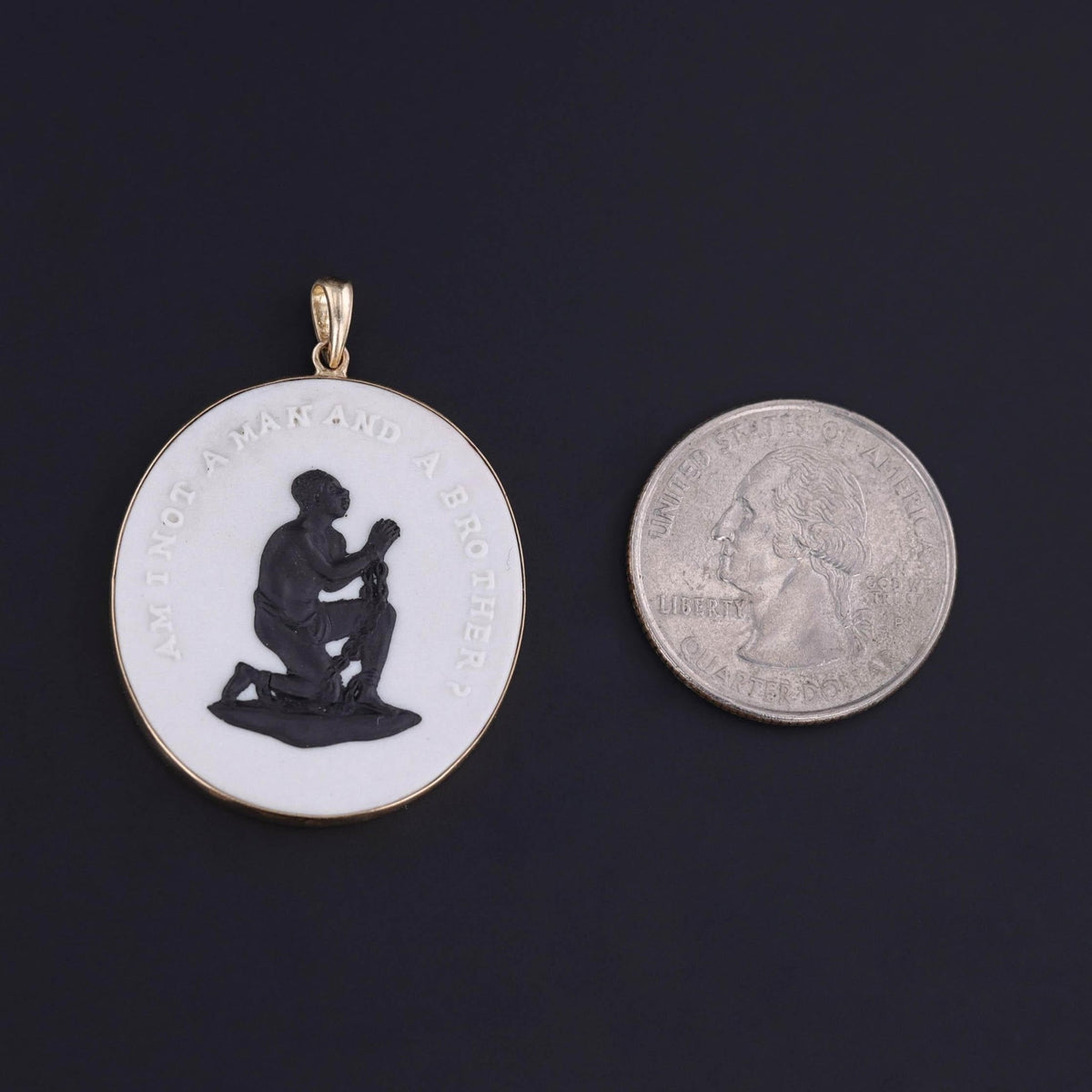 Vintage Wedgwood Anti Slavery Pendant of 14k Gold - Trademark Antiques